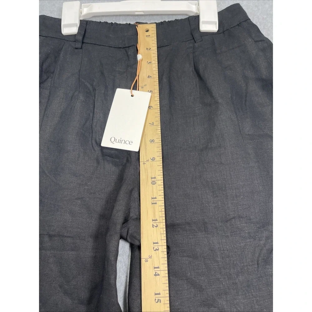 Quince Women 100% European Linen Pleated Trousers Black Sz 2 Office Workwear